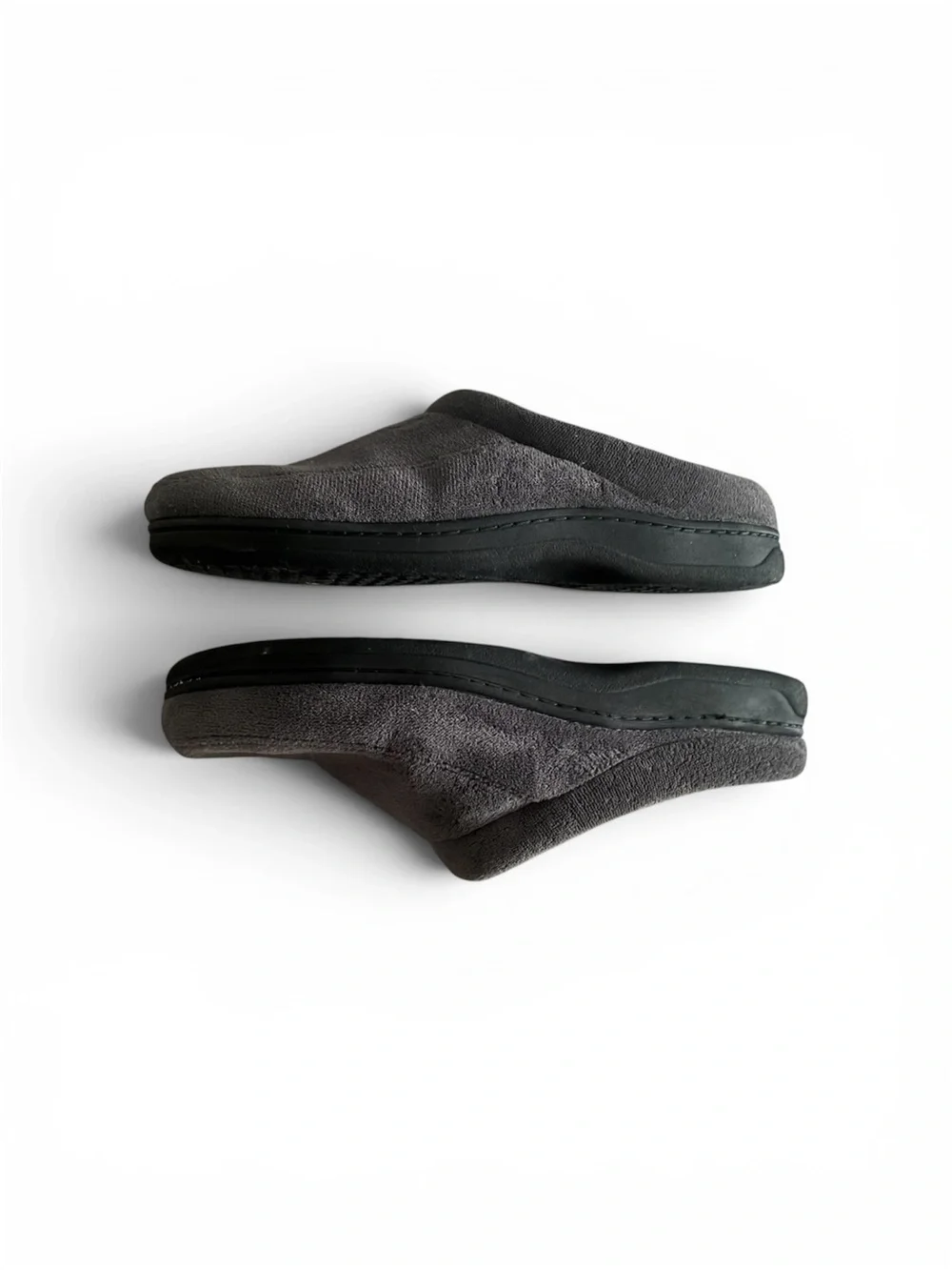 Dearfoams Charcoalt Gray Plush Memory Foam Slip-On House Slippers